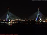 Two Bridges and Coast Guard at Night, from East Boston
