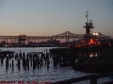 Tobin Bridge and Tugboats in Dusk, from East Boston