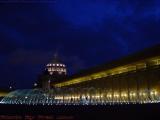 Christian Science Fountain Lighted in Deep Dusk