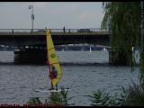 Surf Sailor Lining Up Wind, Charles River at Mass. Ave.