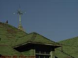 Rooftop Detail with Weather Vane and Pigeon, Cambridge