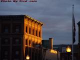 Sunset Facade Under Darkling Clouds, East Boston