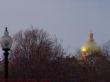 State House In Sunset Above Spring Buds, Boston Common