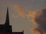 Steeple With Brilliant Clouds, Central Square, Cambridge