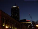 Dusk Architecture with Cranes, Boston Public Library