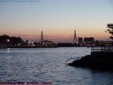 Zakim Bridge, Coast Guard Station at Dusk, from E. Boston