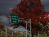 Exit Sign With Clouds and Foliage, Route 1, Saugus, Mass.