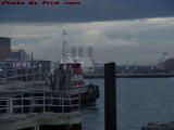 Docked Tug, East Boston Harbor View With Heavy Skies