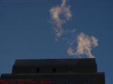 Steam Wisps Catching Late Afternoon Sun, City Hall Plaza