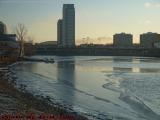 Boathouse and Freezing Charles River, Memorial Drive