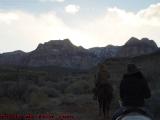 Sunset Ride Toward Snowy Hills, Red Rock Canyon, Nevada