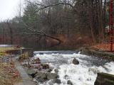 Elginwood Pond Spillway Under Drab Skies, Peabody