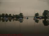 Sailboat Lagoon Under Foggy Skies, Charles River, Boston