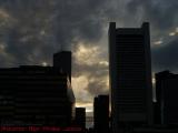 Boston's Financial District In Near Silhouette on Sunset
