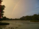 Sunset Rainbow Perspective, Crystal Pond, Peabody, Mass.