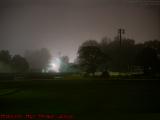 Island Park in Night Fog Beyond the Ball Field Fence