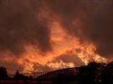 Sunset Fire Burning Over West Wellsville, New York