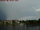 Double Rainbow Over Fountain on Strong Clouds, Plantation