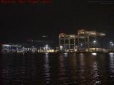 Shipping Cranes at Night Under Logan Airport Approach