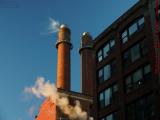 Cold Wind Drying Vented Steam in Morning Light, Boston