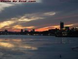 Winter Sunset Over Frozen Charles, from Longfellow Bridge