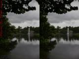 St. Tropez Fountain View Under Clouds (cross eye stereo)