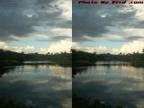 Lake Perspective Under Sunset Clouds (cross eye stereo)